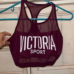 1/2 mesh Victoria’s Secret sports bra ; burgundy